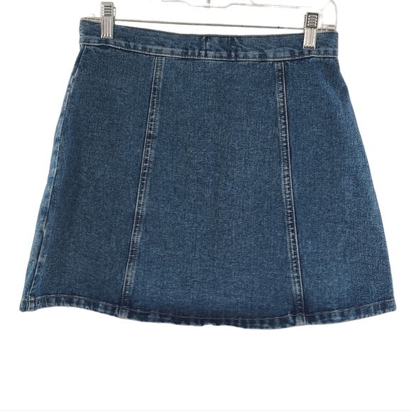 BDG Button A-Line Mini Skirt Denim Cotton Womens Small S Blue - Picture 4 of 6